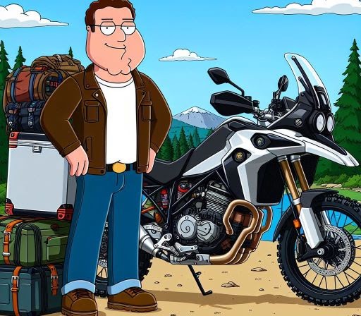 Packed adventure bike